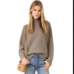 Vince Women's Taupe Turtleneck Sweater oversized D